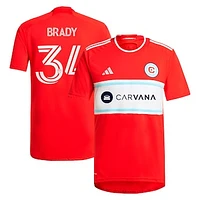 Men's adidas Chris Brady Red Chicago Fire 2024 Return To Replica Player Jersey