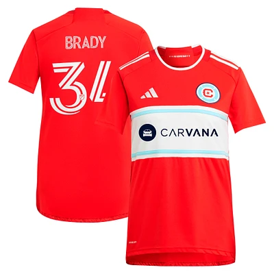 Women's adidas Chris Brady Red Chicago Fire 2024 Return To Replica Player Jersey