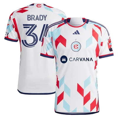 Men's adidas Chris Brady White Chicago Fire 2024 A Kit For All Authentic Player Jersey