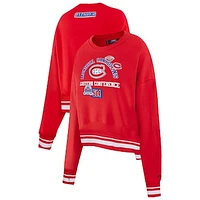 Women's Pro Standard  Red Montreal Canadiens Area Code Cropped Pullover Sweatshirt