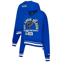 Women's Pro Standard  Blue St. Louis Blues Area Code Cropped Pullover Sweatshirt