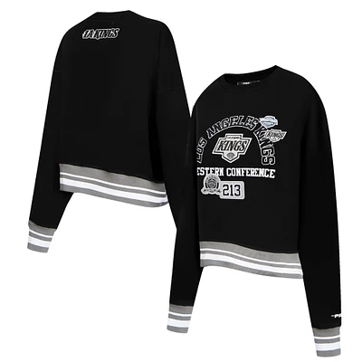 Women's Pro Standard  Black Los Angeles Kings Area Code Cropped Pullover Sweatshirt