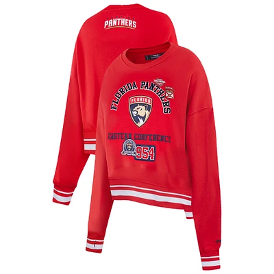 Women's Pro Standard  Red Florida Panthers Area Code Cropped Pullover Sweatshirt