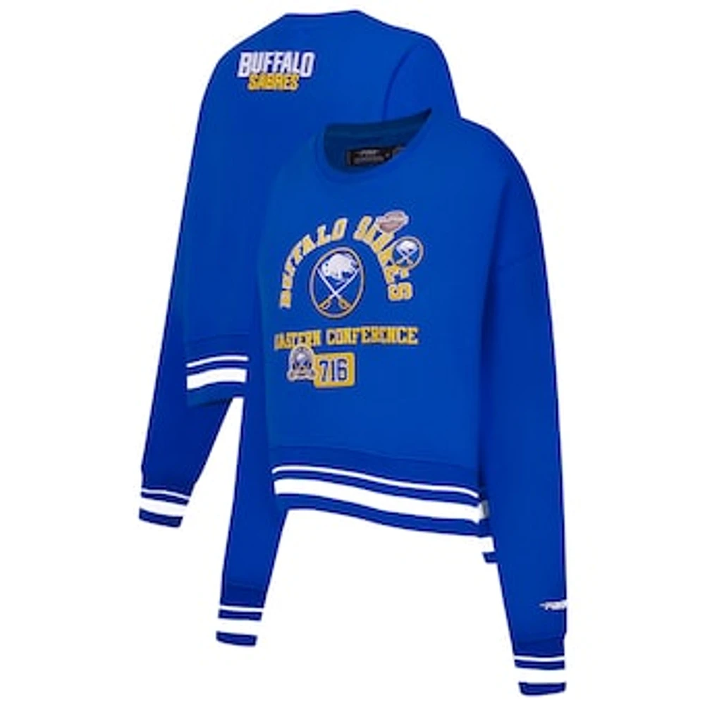 Women's Pro Standard  Royal Buffalo Sabres Area Code Cropped Pullover Sweatshirt