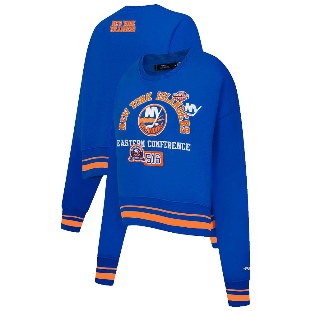 Women's Pro Standard  Royal New York Islanders Area Code Cropped Pullover Sweatshirt