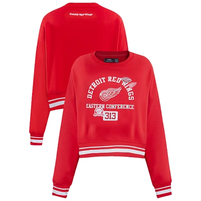 Women's Pro Standard  Red Detroit Wings Area Code Cropped Pullover Sweatshirt