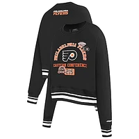 Women's Pro Standard  Black Philadelphia Flyers Area Code Cropped Pullover Sweatshirt