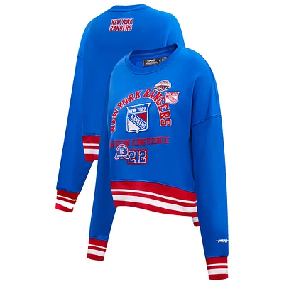 Women's Pro Standard  Blue New York Rangers Area Code Cropped Pullover Sweatshirt