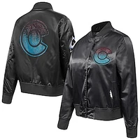 Women's Pro Standard  Black Colorado Avalanche Rhinestone Jewels Satin Full-Snap Jacket