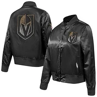 Women's Pro Standard  Black Vegas Golden Knights Rhinestone Jewels Satin Full-Snap Jacket