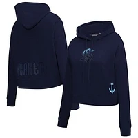 Women's Pro Standard  Deep Sea Blue Seattle Kraken Jewels Cropped Pullover Hoodie