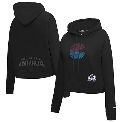 Women's Pro Standard  Black Colorado Avalanche Jewels Cropped Pullover Hoodie