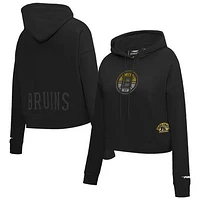 Women's Pro Standard  Black Boston Bruins Jewels Cropped Pullover Hoodie