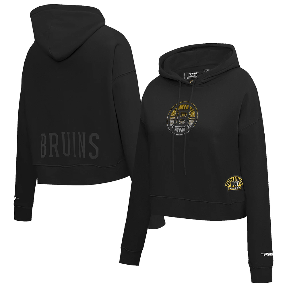 Women's Pro Standard  Black Boston Bruins Jewels Cropped Pullover Hoodie