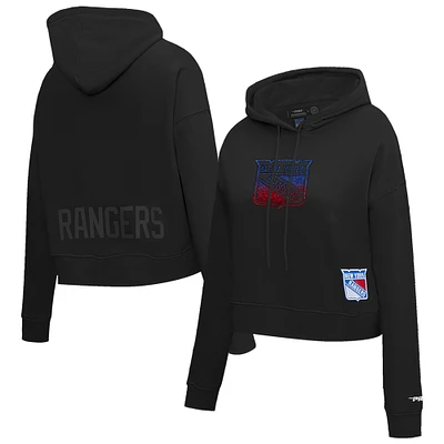 Women's Pro Standard  Black New York Rangers Jewels Cropped Pullover Hoodie