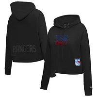 Women's Pro Standard  Black New York Rangers Jewels Cropped Pullover Hoodie