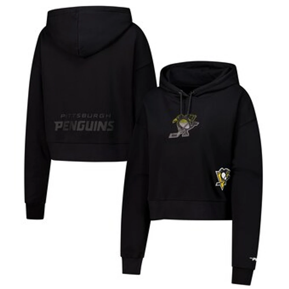 Women's Pro Standard  Black Pittsburgh Penguins Jewels Cropped Pullover Hoodie