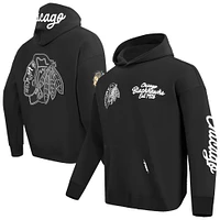 Men's Pro Standard  Black Chicago Blackhawks Paint the City Drop Shoulder Pullover Hoodie