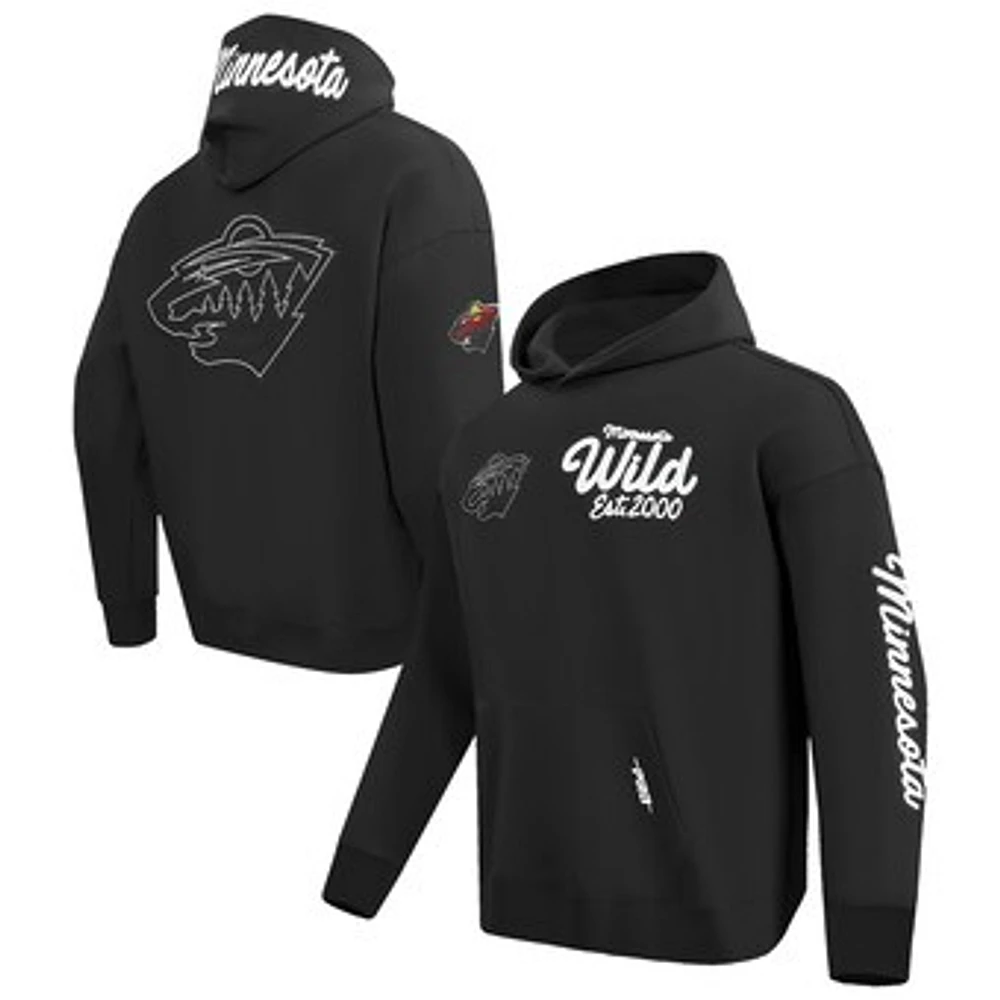 Men's Pro Standard  Black Minnesota Wild Paint the City Drop Shoulder Pullover Hoodie