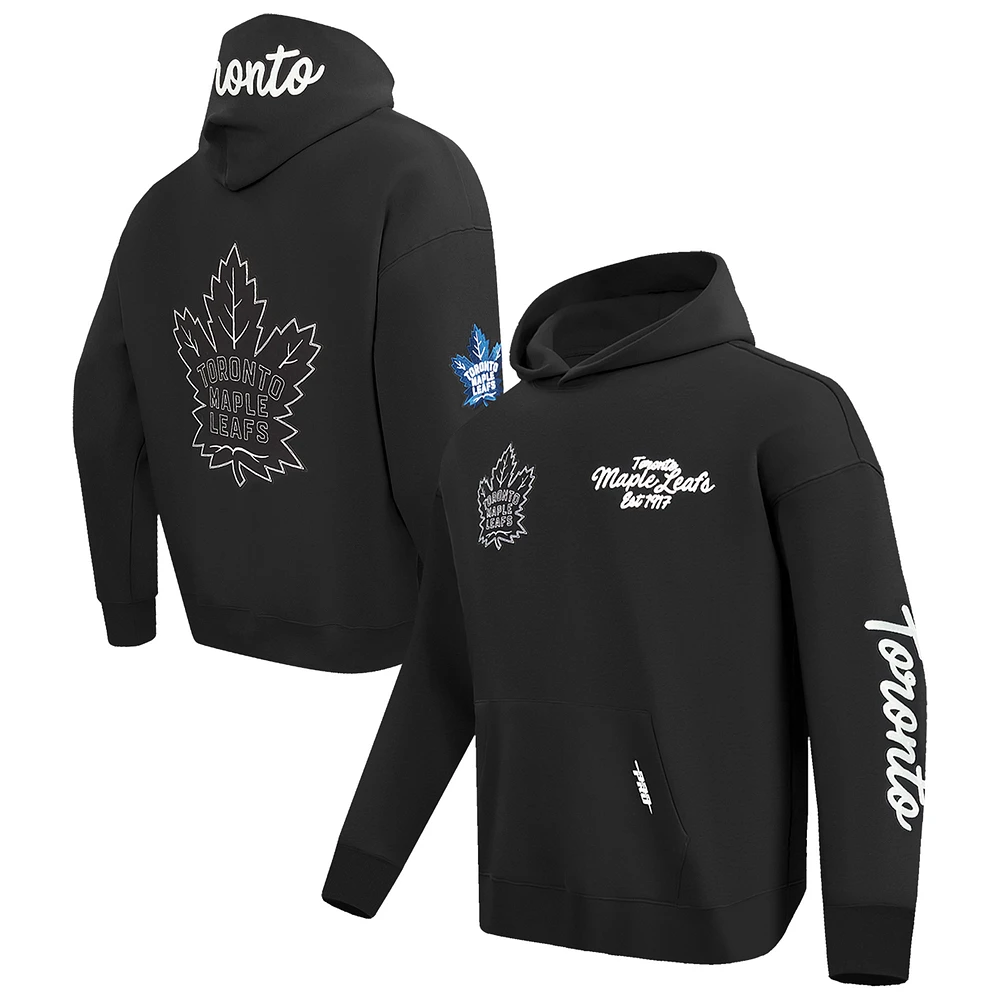 Men's Pro Standard  Black Toronto Maple Leafs Paint the City Drop Shoulder Pullover Hoodie