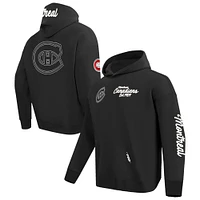 Men's Pro Standard  Black Montreal Canadiens Paint the City Drop Shoulder Pullover Hoodie