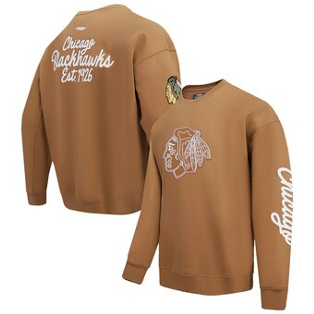 Men's Pro Standard  Brown Chicago Blackhawks Paint the City Pullover Sweatshirt