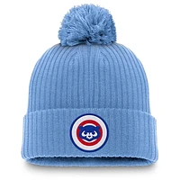 Men's Nike Light Blue Chicago Cubs Cooperstown Collection Patch Cuffed Knit Hat with Pom