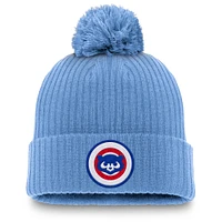 Men's Nike Light Blue Chicago Cubs Cooperstown Collection Patch Cuffed Knit Hat with Pom