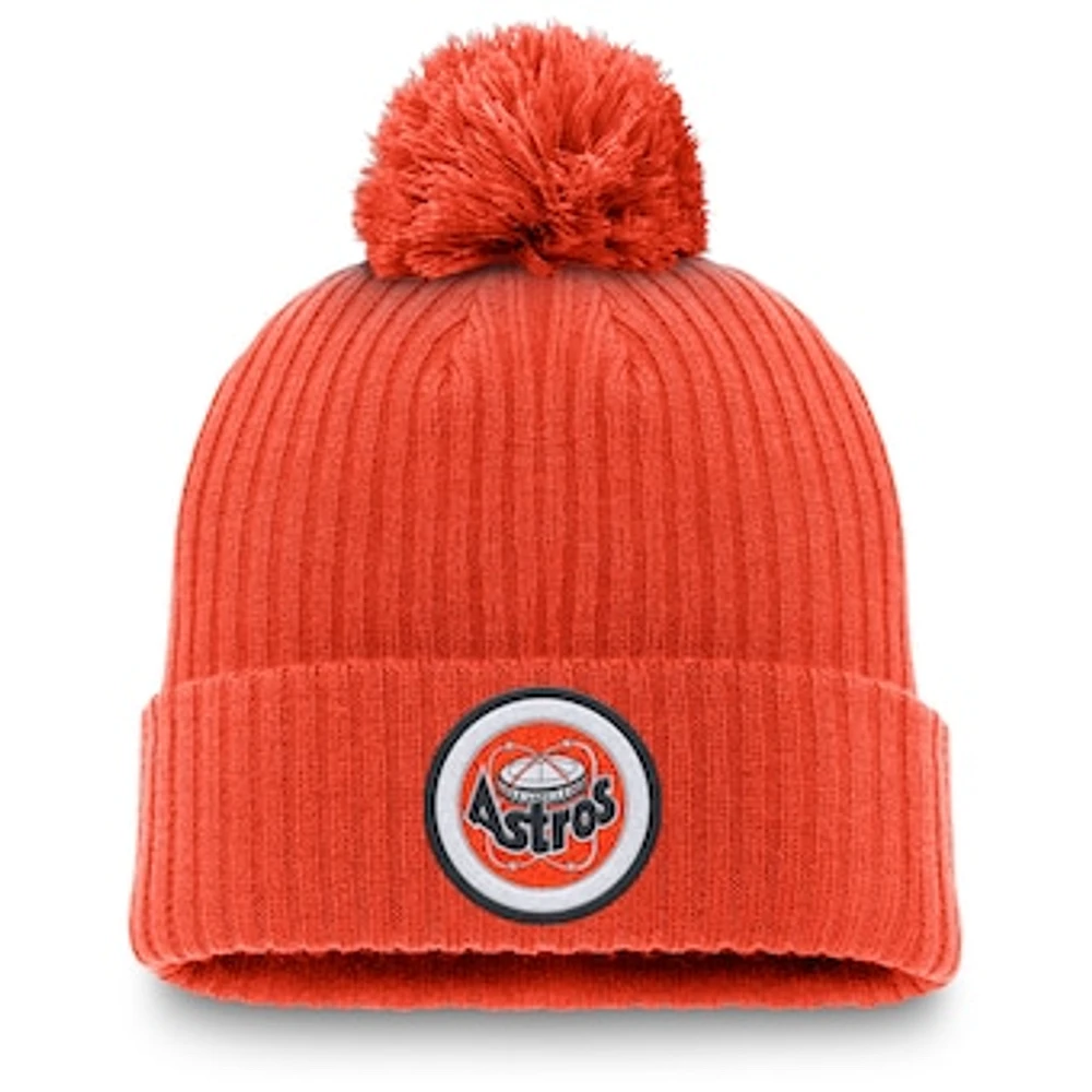 Men's Nike Orange Houston Astros Cooperstown Collection Patch Cuffed Knit Hat with Pom