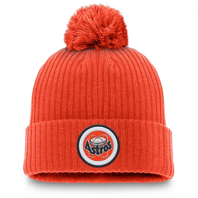 Men's Nike Orange Houston Astros Cooperstown Collection Patch Cuffed Knit Hat with Pom