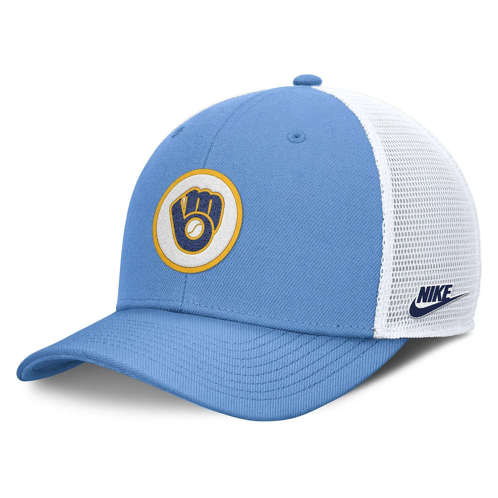 Men's Nike  Powder Blue Milwaukee Brewers Cooperstown Collection Rise Trucker Adjustable Hat