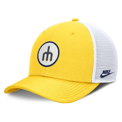 Men's Nike  Gold Seattle Mariners Cooperstown Collection Rise Trucker Adjustable Hat