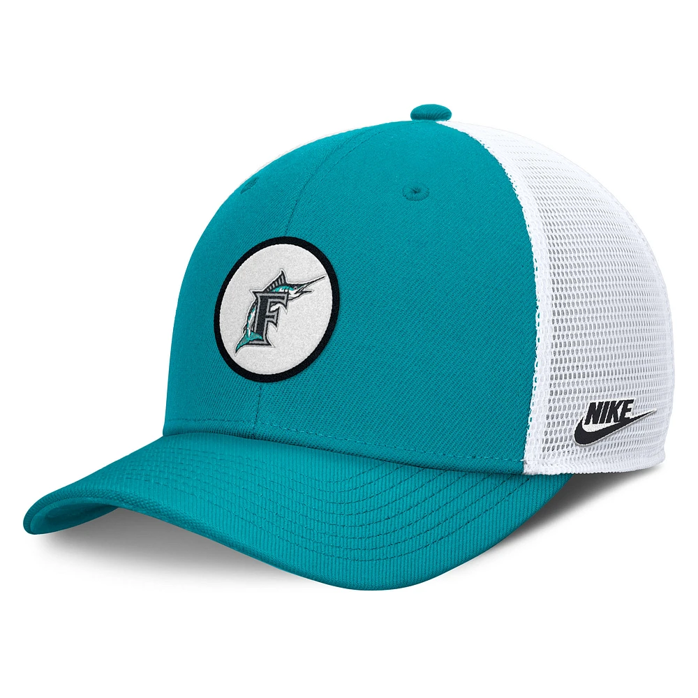 Men's Nike  Teal Florida Marlins Cooperstown Collection Rise Trucker Adjustable Hat