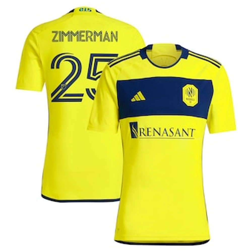 Men's adidas Walker Zimmerman Yellow Nashville SC 2024 The 615 Kit Replica Player Jersey