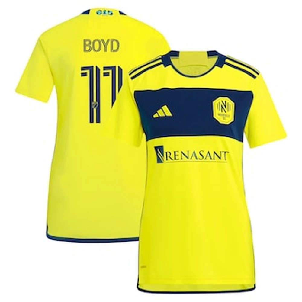 Women's adidas Tyler Boyd Yellow Nashville SC 2024 The 615 Kit Replica Player Jersey