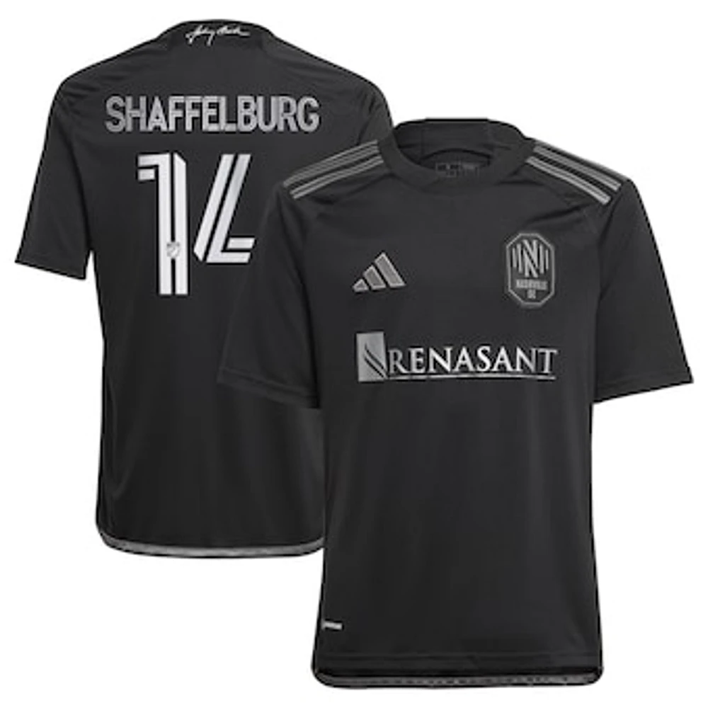 Youth adidas Jacob Shaffelburg Black Nashville SC 2024 Man Kit Replica Player Jersey