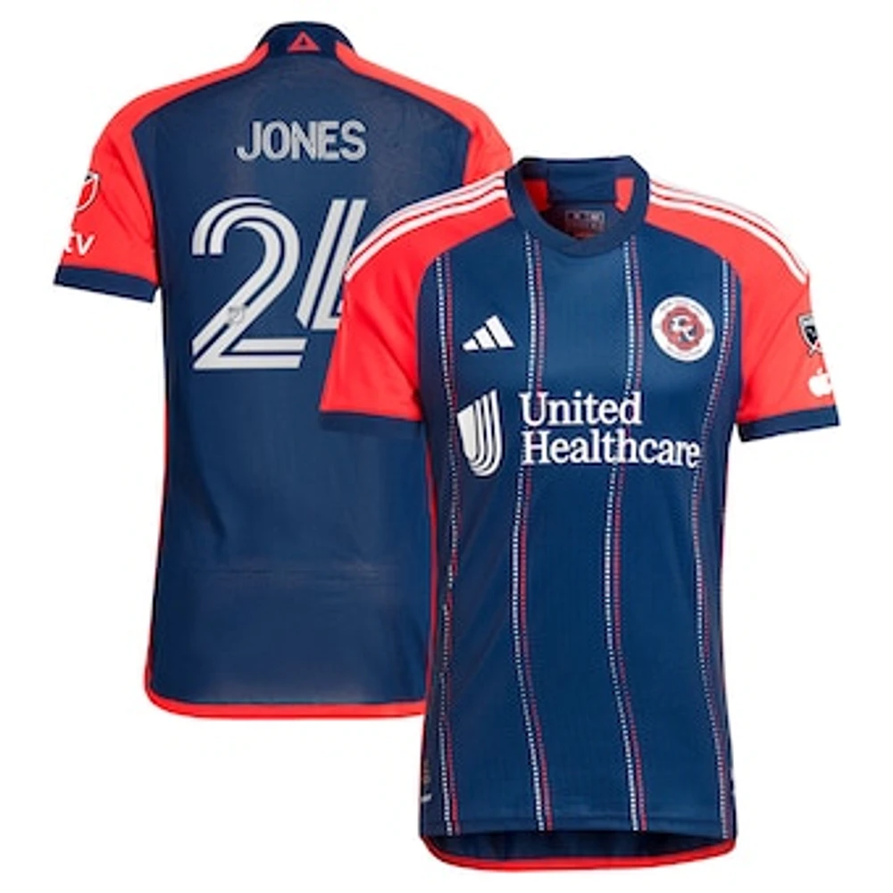 Men's adidas DeJuan Jones Navy New England Revolution 2024 Boston Tea Party Authentic Player Jersey