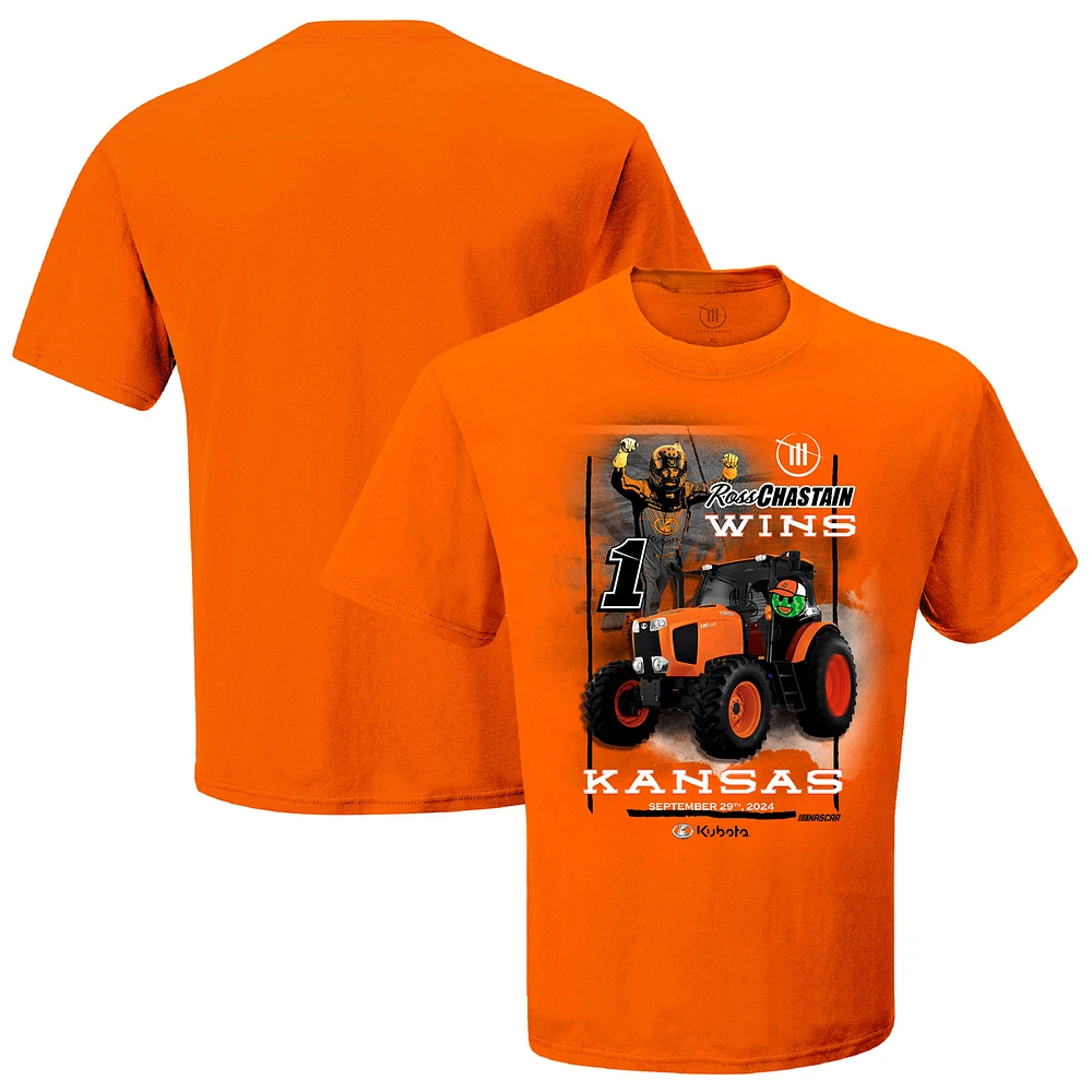 Men's Checkered Flag Sports Orange Ross Chastain 2024 Hollywood Casino 400 Race Winner T-Shirt