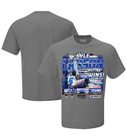 Men's Checkered Flag Sports Heather Charcoal Kyle Larson 2024 Bank of America Roval 400 Race Win T-Shirt