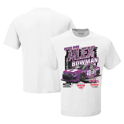 Men's Checkered Flag Sports White Alex Bowman 2024 Grant Park 165 Race Winner T-Shirt