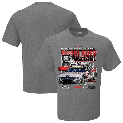 Men's Checkered Flag Sports Heather Charcoal Ryan Blaney 2024 Xfinity 500 Race Win T-Shirt