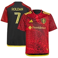 Youth adidas Cristian Roldan Red Seattle Sounders FC 2024 The Bruce Lee Kit Replica Player Jersey