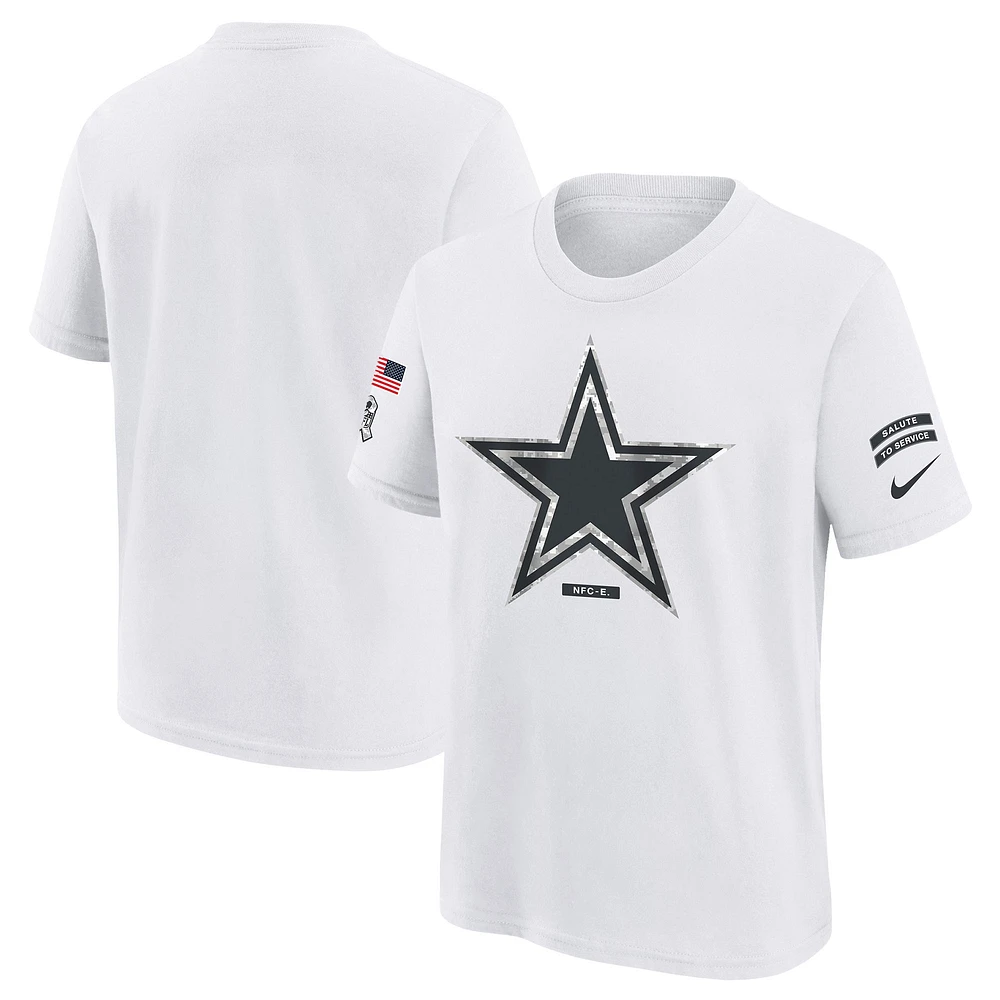 Youth Nike White Dallas Cowboys 2024 Salute To Service T-Shirt