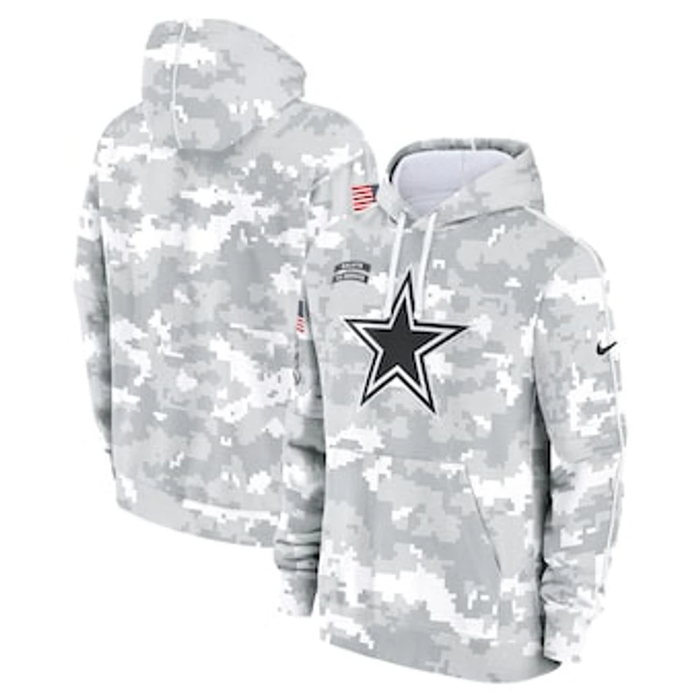 Youth Nike White/Gray Dallas Cowboys 2024 Salute To Service Pullover Hoodie