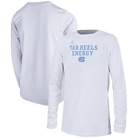 Youth Jordan Brand  White North Carolina Tar Heels 2024 On-Court Bench Energy T-Shirt