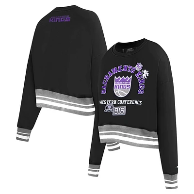 Women's Pro Standard Black Sacramento Kings Area Code Cropped Pullover Sweatshirt