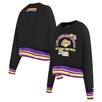 Women's Pro Standard Black Los Angeles Lakers Area Code Cropped Pullover Sweatshirt