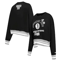 Women's Pro Standard Black Brooklyn Nets Area Code Cropped Pullover Sweatshirt