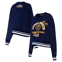 Women's Pro Standard Navy Denver Nuggets Area Code Cropped Pullover Sweatshirt