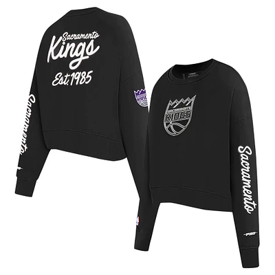 Women's Pro Standard Black Sacramento Kings Paint The City Cropped Pullover Sweatshirt